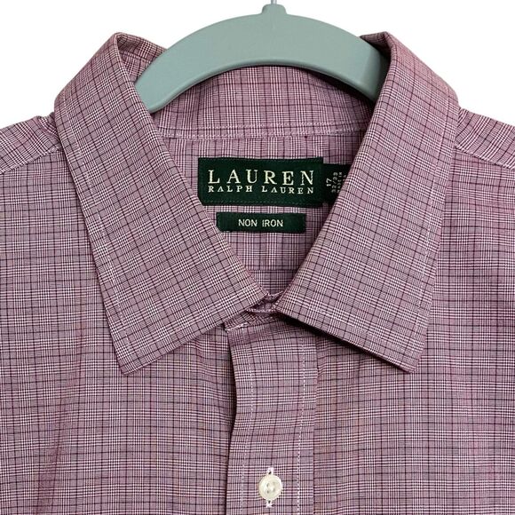 Ralph Lauren Dress Shirt Mens 17 32/33 Button Up Non Iron Plaid Preppy LS LRL - Picture 1 of 11